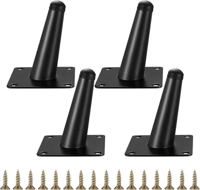 Produktbild von 4 verstellbare, abgewinkelte Möbelfüße, 10 cm, schwarzes Metall, für Sofa/Bett/Küche