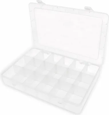 Obrázok produktu pre Krabica na sortiment, 275x182x43, 18 priehradiek, PP, priehľadná