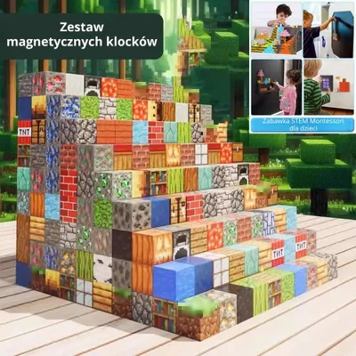Zdjęcie produktu dla Zestaw magnetycznych klocków 300 sztuk – edukacyjne klocki Montessori dla dzieci STEM