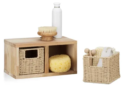 Image de Étagère en noyer avec paniers amovibles, largeur de 61,5 cm