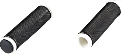 Image de Poignées Galano Toxic 124 mm x 22,2 mm pour vélo, jeu de poignées de guidon (droite et gauche), poignées en caoutchouc antidérapantes pour VTT (noir/blanc)