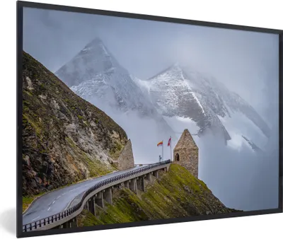 Produktbild von MuchoWow® Gerahmtes Poster Berge hinter der Großglockner Hochalpenstraße in Europa 90x60 cm - Poster mit Schwarzem Bilderrahmen Wandposter Rahmen Foto Bilder - Fotorahmen - Foto-Plakat