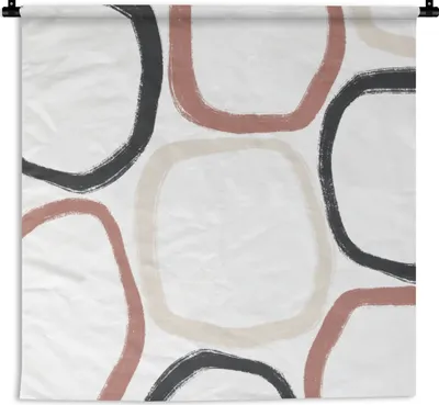 Produktbild von MuchoWow® Wandteppich Wandbehang Minimalismus - Geometrische Formen - Pastell - Muster 150x150 cm Tapisserie Dekoration Wandtuch - Wohnaccessoires - Modernes