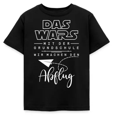 Produktbild von Spreadshirt Grundschule Abflug Schulwechsel Lustig 2026 Kinder T-Shirt, 98/104 (3-4 Jahre), Schwarz