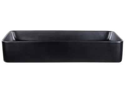 Produktbild von BELIANI Waschbecken Schwarz Keramik Rechteckig 61x35 cm ohne Überlauf ohne Ablaufgarnitur Badezimmer Ausstattung Waschschale Waschtisch Aufsatzwaschbecken