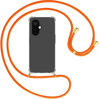 Produktbild von Handykette Backcover-Schutzhülle mit Band (Metall goldfarben) für OnePlus Nord CE 3 5G (6.7'') - neonorange