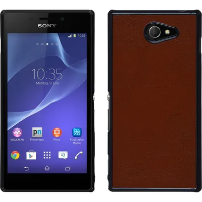 Produktbild von PhoneNatic Case kompatibel mit Sony Xperia M2 - Hülle braun Lederoptik Hard-case + 2 Schutzfolien