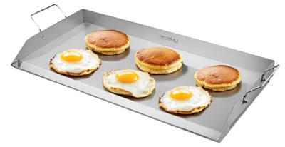 Productafbeelding van VEVOR grillpan, roestvrijstalen grillpan, universele rechthoekige pan (809 x 370 mm) voor grillen en teppanyaki, draagbare kookplaat voor thuisgebruik met handvat