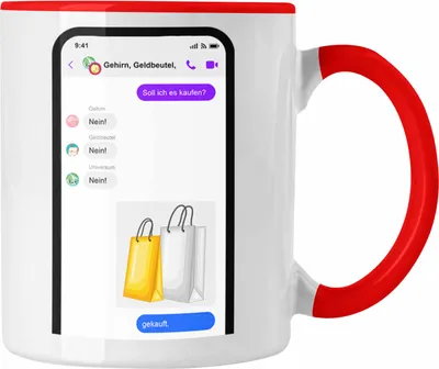 Produktbild von Trendation - Online Shopping Tasse Geschenk für Frauen Humor Geschenkidee Soll Ich Es Kaufen Sprüche für Kolleginnen (Rot)