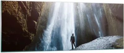 Produktbild von Bilder auf glas - Berg Wasserfall - 140x50cm - Glasbilder - Wandbilder - Kunstdruck - zum Aufhängen bereit - Wanddekoration aus Glas - Glas Bilder - Wandbild auf Glas - Einteilig - GAB140x50-4093