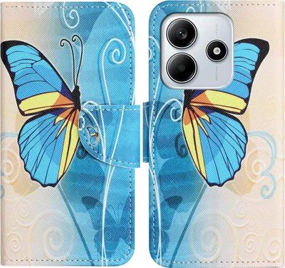Produktbild von Xiaomi Redmi Note 14 5G Hülle - Coverup Klapphülle - Blauer Schmetterling