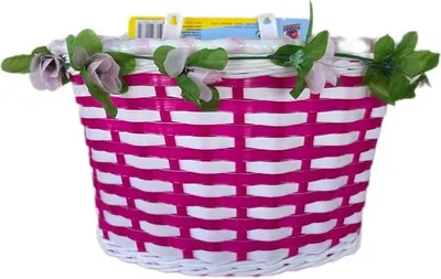 Produktbild von Kinder Fahrradkorb Fahrrad Korb Lenkerkorb Körbchen Geflochten mit Blumen 871