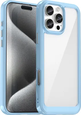 Produktbild von Schutzhülle für iPhone 16 Pro Max Klar Rückseite Stoßfeste TPU Silikon Bumper Hülle Blau