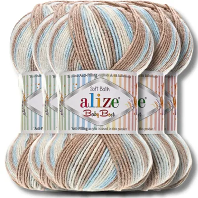 Produktbild von Alize 5x 100g Baby Best Batik Wolle mit Farbverlauf, Antipilling, Häkeln, Stricken (6657)