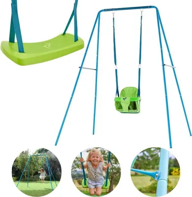 Obrázok produktu pre TP Toys | Záhradná hojdačka 2 v 1 – kovová – výškovo nastaviteľná – pohodlná a bezpečná – pre deti od 6 mesiacov