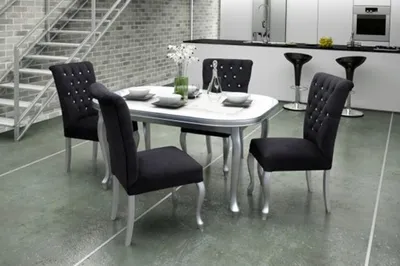 Zdjęcie produktu dla 4x Zestaw krzeseł Chesterfield tapicerowanych apartament kuchnia salon jadalnia *