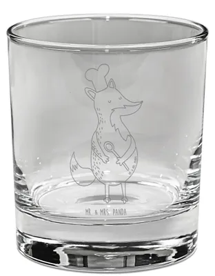 Produktbild von Mr. & Mrs. Panda Tumbler Fuchs Koch - Transparent - Geschenk, Bäcker, Hungrig, Whiskyglas, Hunger, Whiskeyglas, Kochlöffel, Glas, Chefkoch, Bourbon, Whiskey