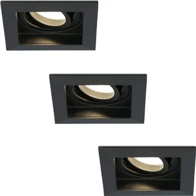 Image de HOFTRONIC - Spot LED encastrable carré 4W 345lm 2700K GU10 noir orientable dimmable
