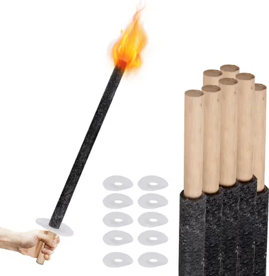 Image de Jiubiaz 25x torches,torches de cire avec protection pour les mains, avec poignée extra longue, pour les randonnées nocturnes et les événements dans le jardin ou pour Pâques/Sylvestre，42cm