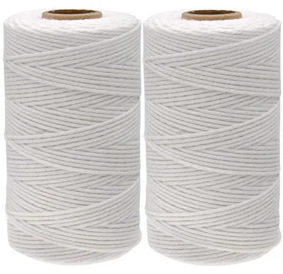 Baumwollkordel 2 mm, 2x100 m, weiß zum Basteln und Binden
