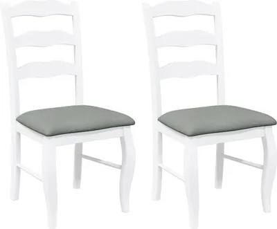 Image de Chaises de salle à manger avec coussins (2 pcs) bois massif blanc caoutchouc