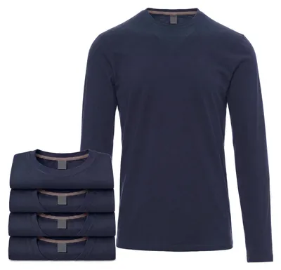 Produktbild von Mivaro Herren 5er Pack Langarmshirts Dunkelblau - 100% Baumwolle Longsleeves mit Rundhals, leicht anliegend, feinmaschiges Gewebe mit 165g/m² Stoffgewicht, Größen S bis 5XL