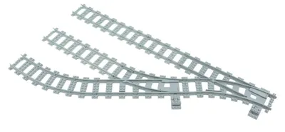 Produktbild von Trixbrix Rangierbahnhof 3-gleisig links R40 – Schienen kompatibel mit LEGO® City Eisenbahn und Zug, Zubehör für Klemmbausteine