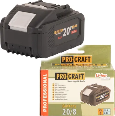 Immagine prodotto di Procraft 20/8 batteria 20 V 8,0 Ah / 8000 mAh agli ioni di litio con indicatore di carica