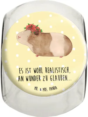 Produktbild von Mr. & Mrs. Panda Bonbonglas Meerschweinchen Weisheit L 870ml - Gelb Pastell - Geschenk, Vorratsbehälter, Vorratsdose, Wunder, glasbehälter, Tiermotive, Motivation, Spruch