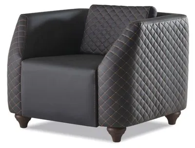 Immagine prodotto di Poltrona Nero Poltrona moderna Imbottitura in pelle Cuscino 1 posto Legno