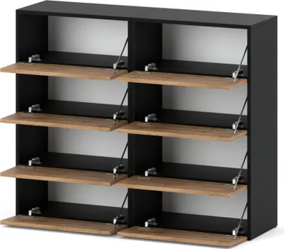Produktbild von Schuhschrank für den Flur | Schuhregal modular | Schrank mit Platz zum Aufbewahren von Schuhen | Schuhbank mit die Klappe Schwarz WOTAN Schuh-Kommode