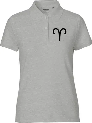 Produktbild von Huuraa Damen Polo Shirt Widder Sternzeichen Zeichen S Sport Grey Bio Baumwolle Fairtrade Poloshirt Geschenkidee