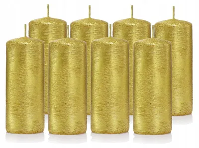 Produktbild von Drobo Walzenkerzen Set 8 Stück Gold 10 cm