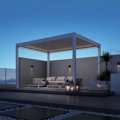 Produktbild von Weide E-Deluxe Plus elektrische Pergola Voll-Aluminium 3x4m mit Lamellendach weiß