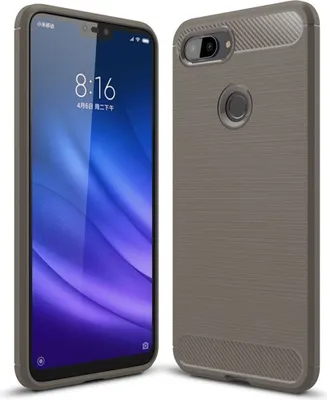 Produktbild von Xiaomi Case Handyhülle Cover TPU Case Schutzhülle Case Handy Bumper Carbon Optik Schale, Farbe:Grau, Modell wählen:Xiaomi Mi 8