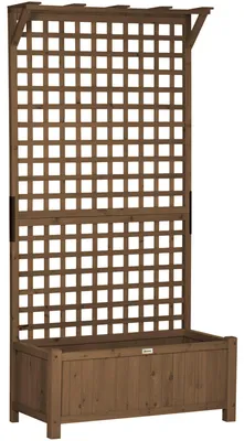 Produktbild von Hochbeet mit Spalier und Dach, Pflanzkasten, Blumenbeet, wetterfest, Holz, 90 x 45 x 183 cm, Braun