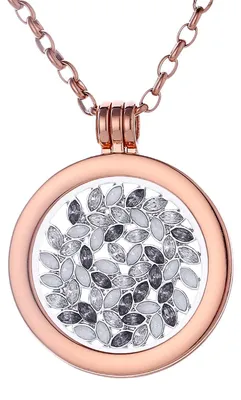Produktbild von Morella Damen Halskette roségold 70 cm Edelstahl mit Anhänger und Coin 33 mm Zirkonia Muster in Schmuckbeutel