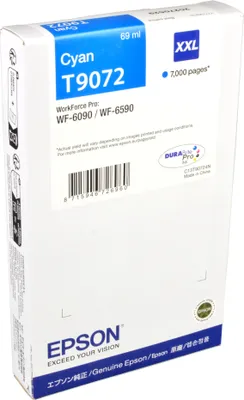 Produktbild von Epson C13T90724N, Extrahohe (Super-) Ausbeute, Cyan, 69 ml, 1 Stück(e), 7000 Seiten, Einzelpackung