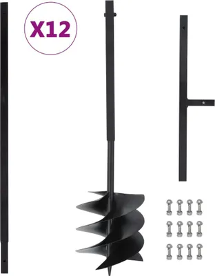 Produktbild von Erdbohrer mit Griff 250 mm mit Verlängerungsrohr 12 m Stahl