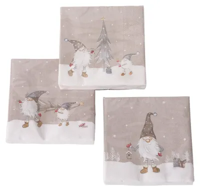 Produktbild von 3 x 20 Servietten Weihnachten Weihnachtsservietten 'Wichtel Mikkel'