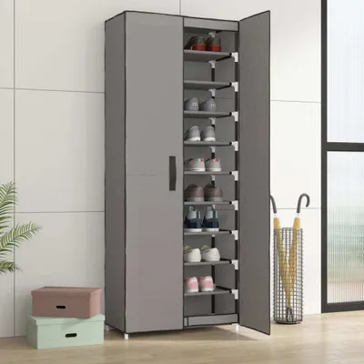 Produktbild von "2026 Promotion" Schuhschrank, moderner Schuhkommode, Grau 60x30x166 cm Stoff - Schuhregale CC19927