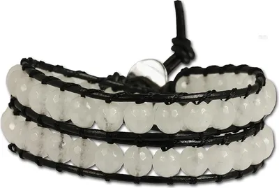 Image de SilberDream Bracelet en cuir noir blanc veiné Femme LAN007