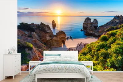Obrázek produktu pro MuchoWow® Fototapety do obývacího pokoje nebo ložnice tapety vinylové motivy tapety Pláž - Moře - Portugalsko 330x220cm