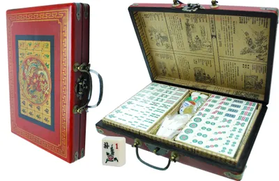 Immagine prodotto di HOT Games Mah-Jong gioco da viaggio valigia rossa lusso aspetto antico 23x16x5cm