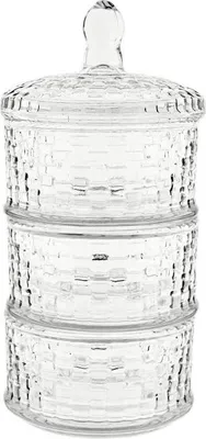 Produktbild von Bonboniere-Set 3-teilig mit Deckel aus hochwertigem Glas - stapelbar & stilvoll