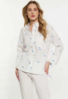 Image de Chemisier pour femme SAPORTA - blanc bleu, taille S