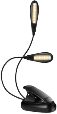Immagine prodotto di Lampada da lettura a LED flessibile con ricarica USB - Lampada da lettura dimmerabile con clip flessibile - Per la lettura notturna, l'ufficio, i libri e la camera da letto - Nera