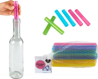 Produktbild von 6er Set Kühlakku Stab 12 x 2 cm Wiederverwendbar Eis Sticks Eisstäbe Eissticks Eiswürfel Stabform