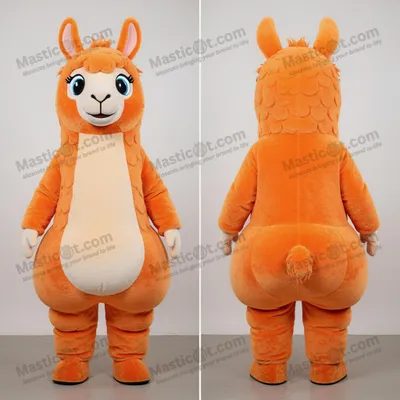 Produktbild von Orangefarbenes, MASTICOT flauschiges und freundliches Lama-Maskottchen