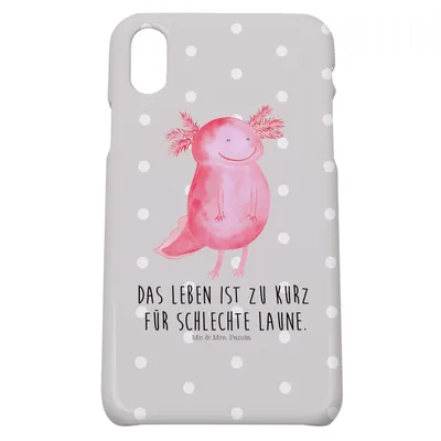 Produktbild von Mr. & Mrs. Panda Iphone 10 Handyhülle Axolotl Glücklich - Grau Pastell - Geschenk, gut Gelaunt, Motivation, Lurch, X, Handy, Gute Laune, Lebensfroh, Hülle, Cover